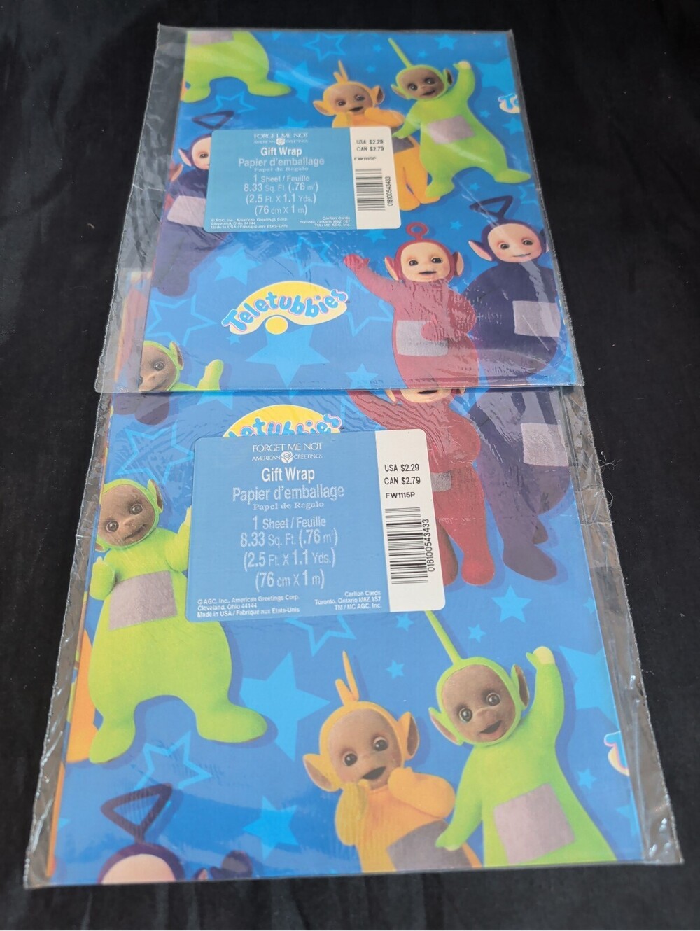Vintage Teletubbie Gift Wrap Sheets by American Greetings